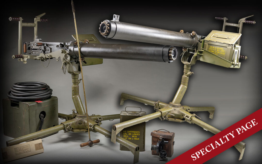 FULLY TRANSFERABLE, GORGEOUS, COLT M2 WATER COOLED HEAVY MACHINE GUN ON ANTI-AIRCRAFT MOUNT WITH ACCESSORIES