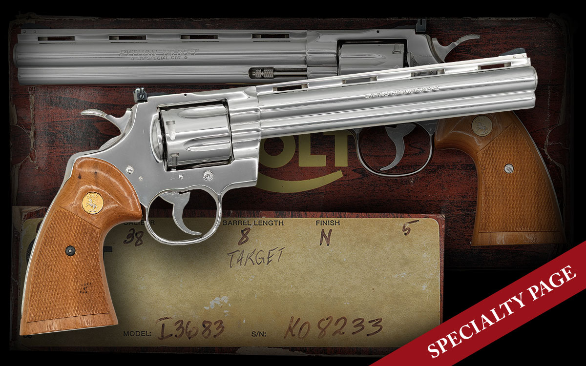 RARE NICKEL COLT PYTHON TARGET MODEL DOUBLE ACTION REVOLVER WITH ORIGINAL BOX