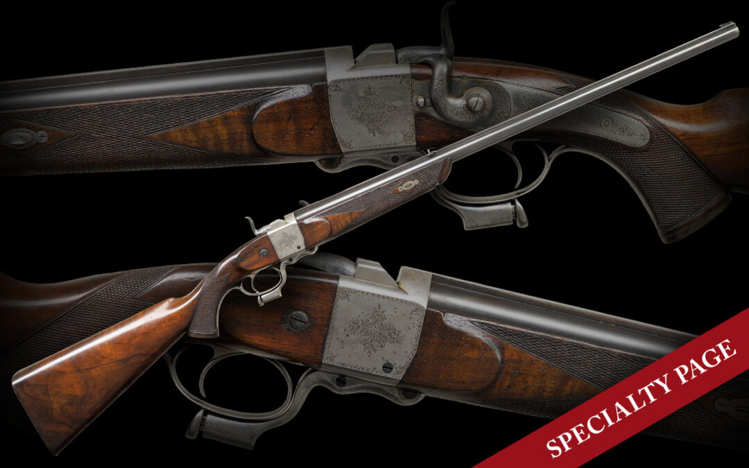 JAMES PURDEY NO. 9293 A RARE PURDEY/HENRY SINGLE SHOT DROPPING BLOCK RIFLE (41 FOUND IN RECORDS)