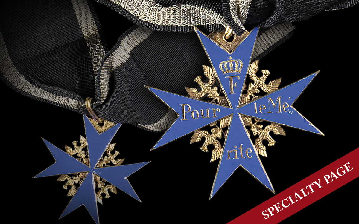 ULTRA RARE FRANCO-PRUSSIAN WAR ERA POUR LE MERITE WITH RIBBON ALSO KNOWN AS THE “BLUE MAX”
