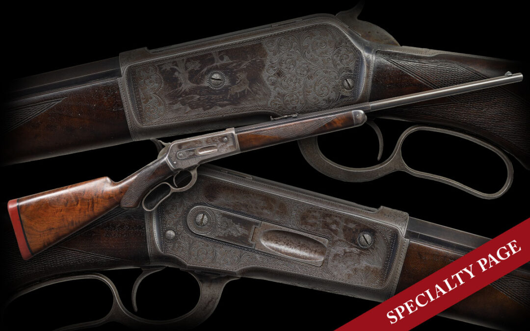 STRIKING & UNIQUE DOCUMENTED “IN-THE-WHITE” SHIPPED WINCHESTER MODEL 1886 DELUXE LEVER ACTION SHORT RIFLE WITH PERIOD MASTER CLASS ENGRAVING