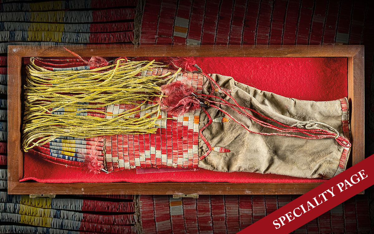 FINE 19th CENTURY SIOUX QUILLED PIPE BAG