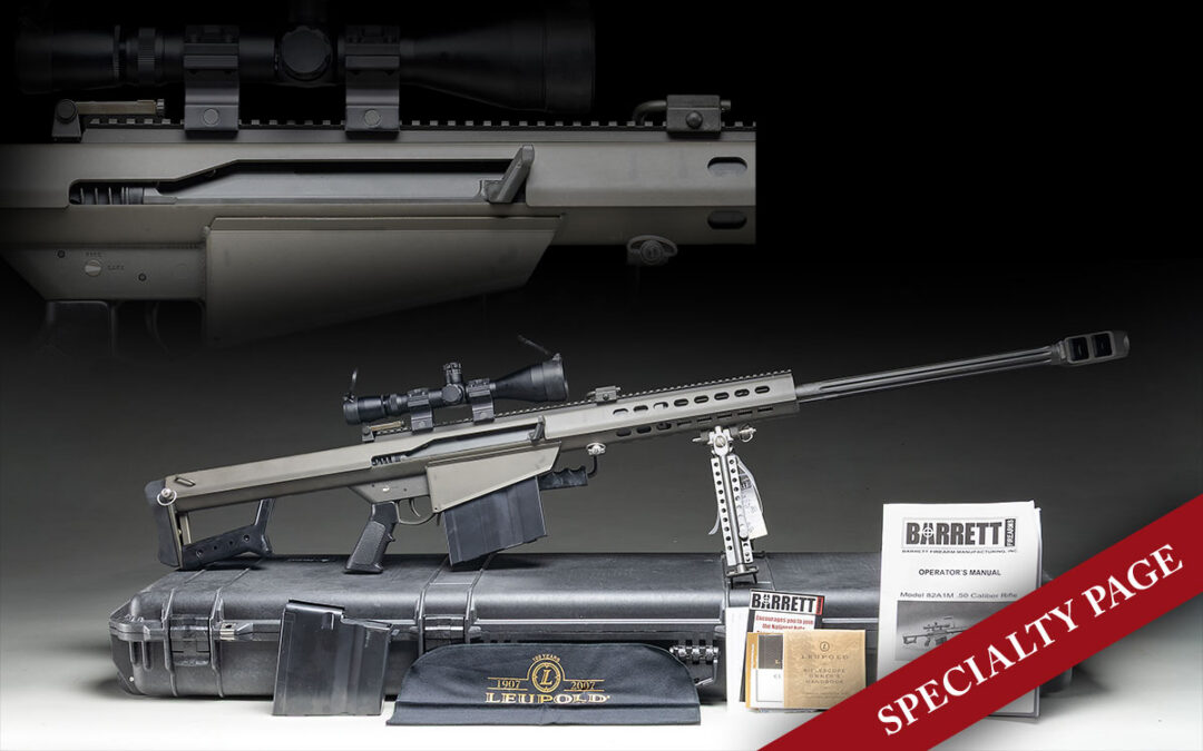 AS NEW 50 CALIBER BARRETT M107 RIFLE WITH LEUPOLD MIL-DOT SCOPE IN PELICAN HARD CASE