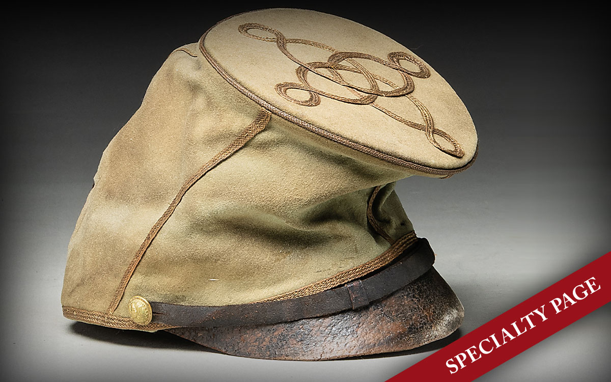SUPERB CIVIL WAR CONFEDERATE OFFICER’S FORAGE CAP OF A STYLE OFTEN ASSOCIATED WITH THE STONEWALL BRIGADE