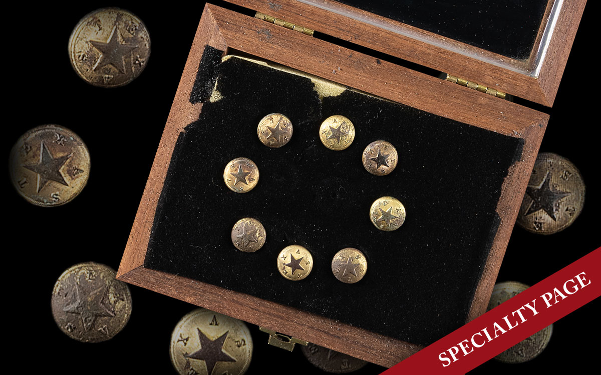 8 EXCAVATED CIVIL WAR CONFEDERATE TEXAS COAT BUTTONS TX-17A