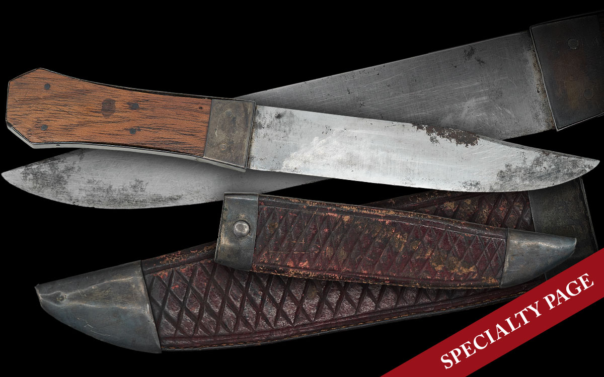 RARE & FINE EARLY AMERICAN GUARDLESS “COFFIN HILT” BOWIE KNIFE