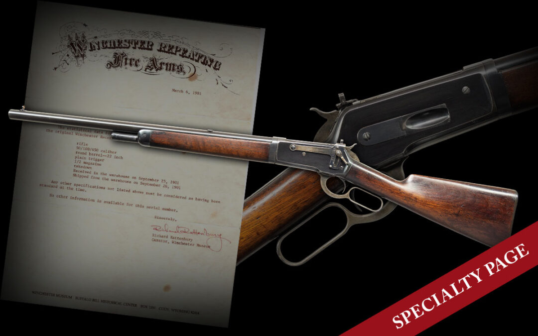 SHOCKINGLY RARE DOCUMENTED WINCHESTER MODEL 1886 “BIG FIFTY” LEVERACTION TAKEDOWN SHORT RIFLE CHAMBERED IN 50-100-450